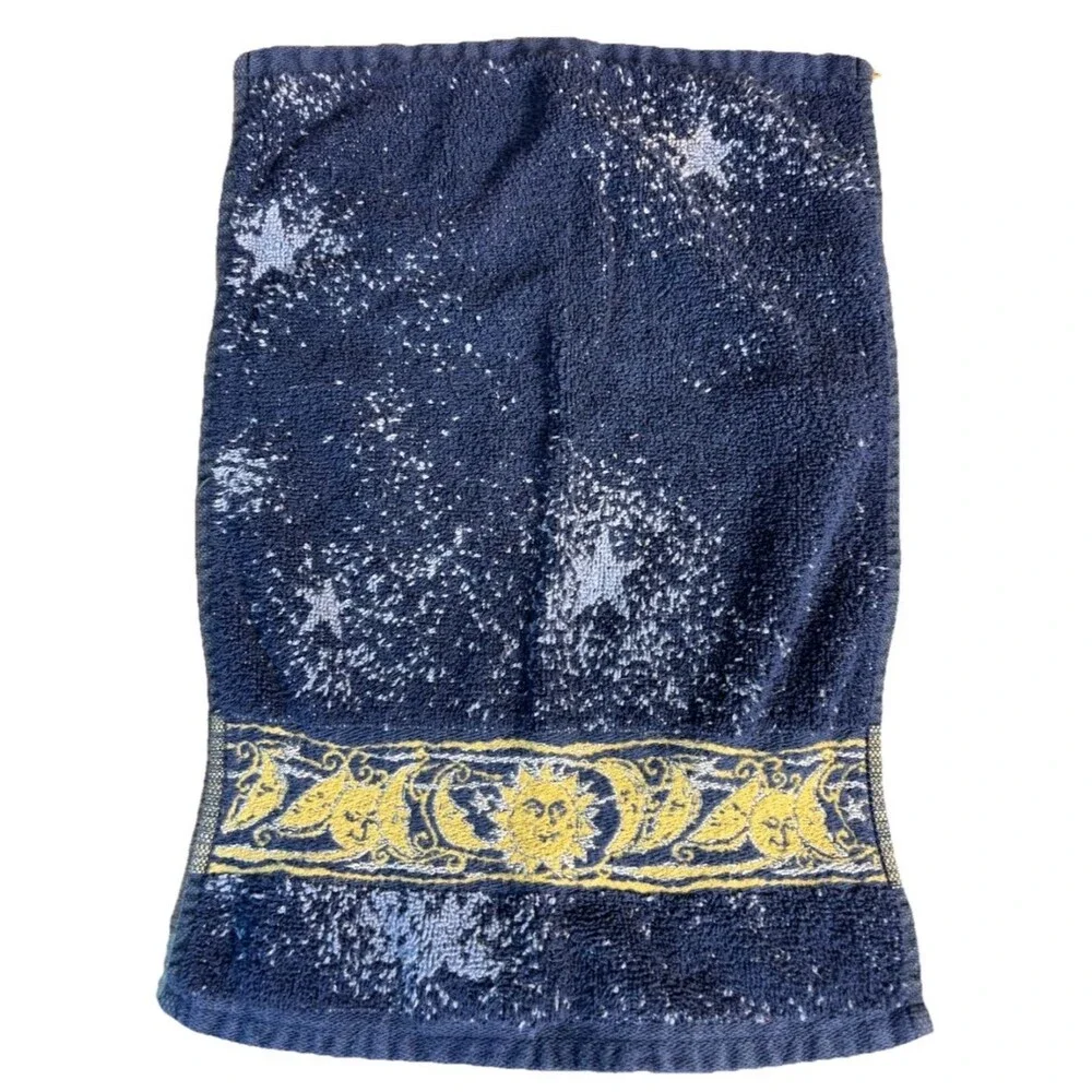 Vintage Celestial Hand Towel Moon Sun Stars 100% Cotton Santens Y2K 90s